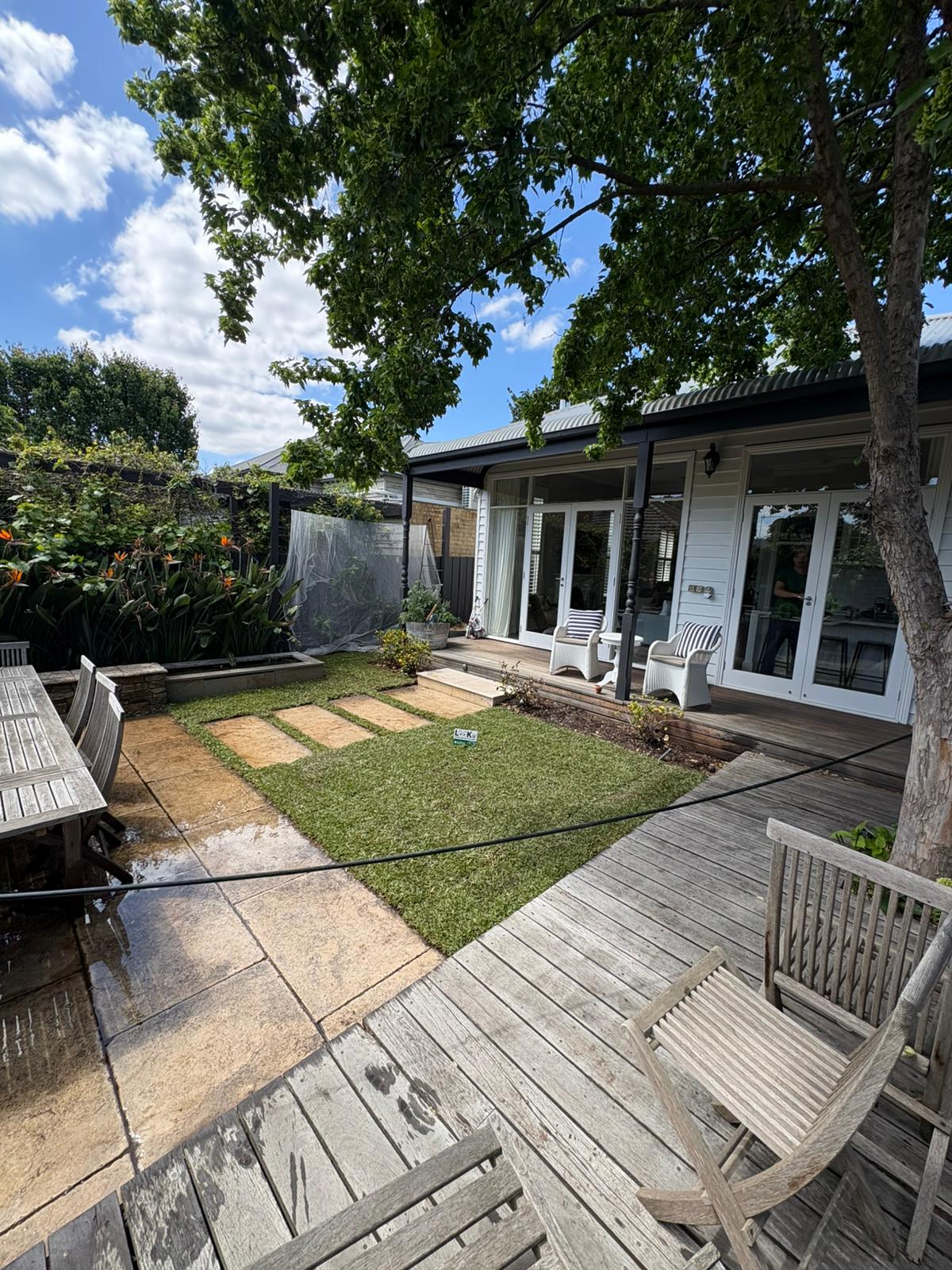 Freshly installed natural turf in Melbourne backyard